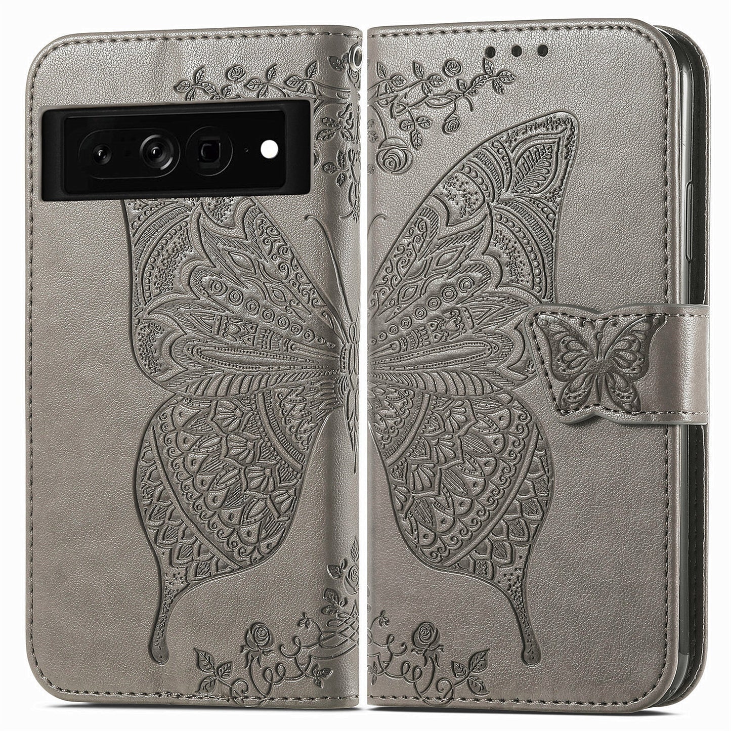 Embossed Butterfly Wallet Flip Case for Google Pixel 7 Pro
