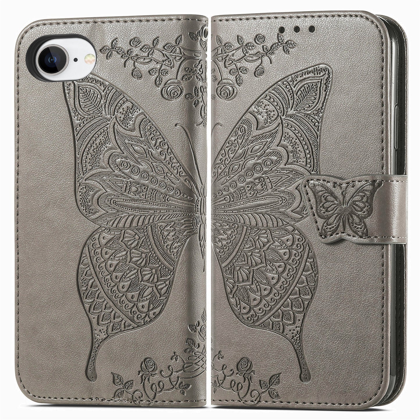 Embossed Butterfly Wallet Flip Case for iPhone 16e