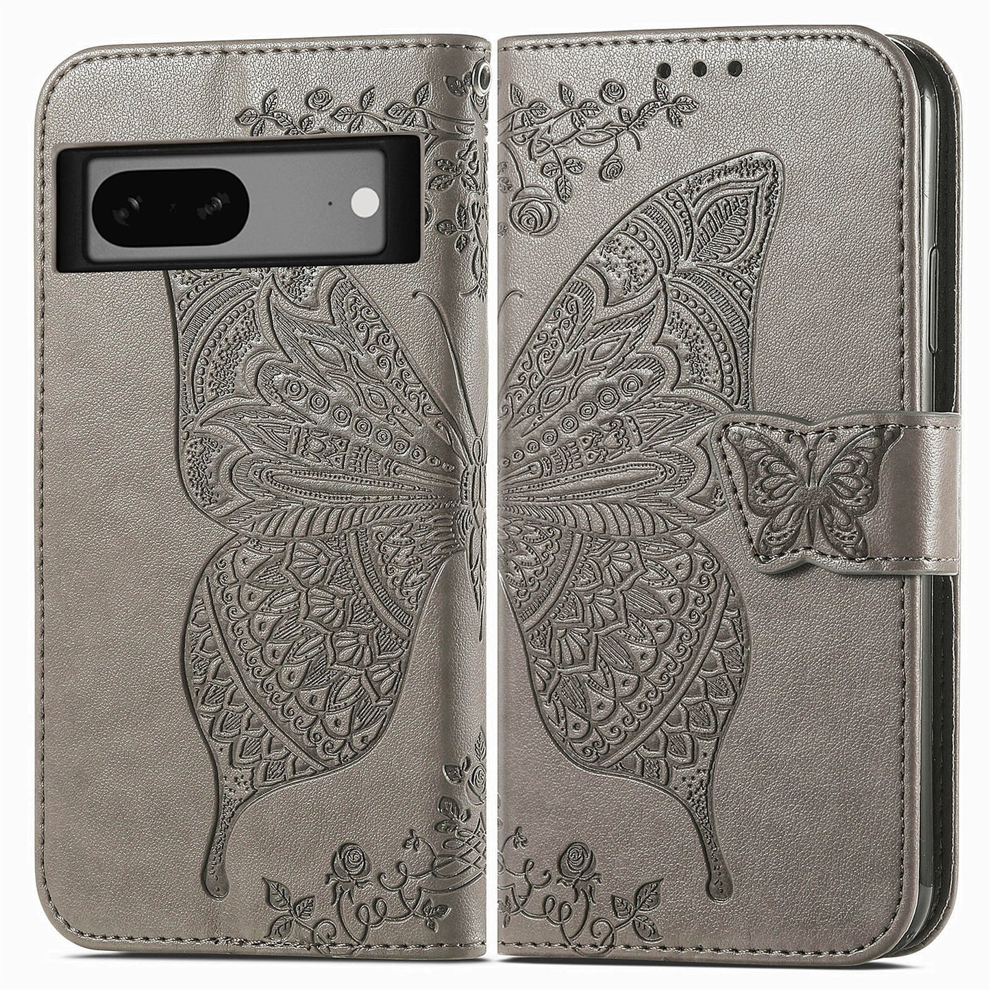 Embossed Butterfly Wallet Flip Case for Google Pixel 7