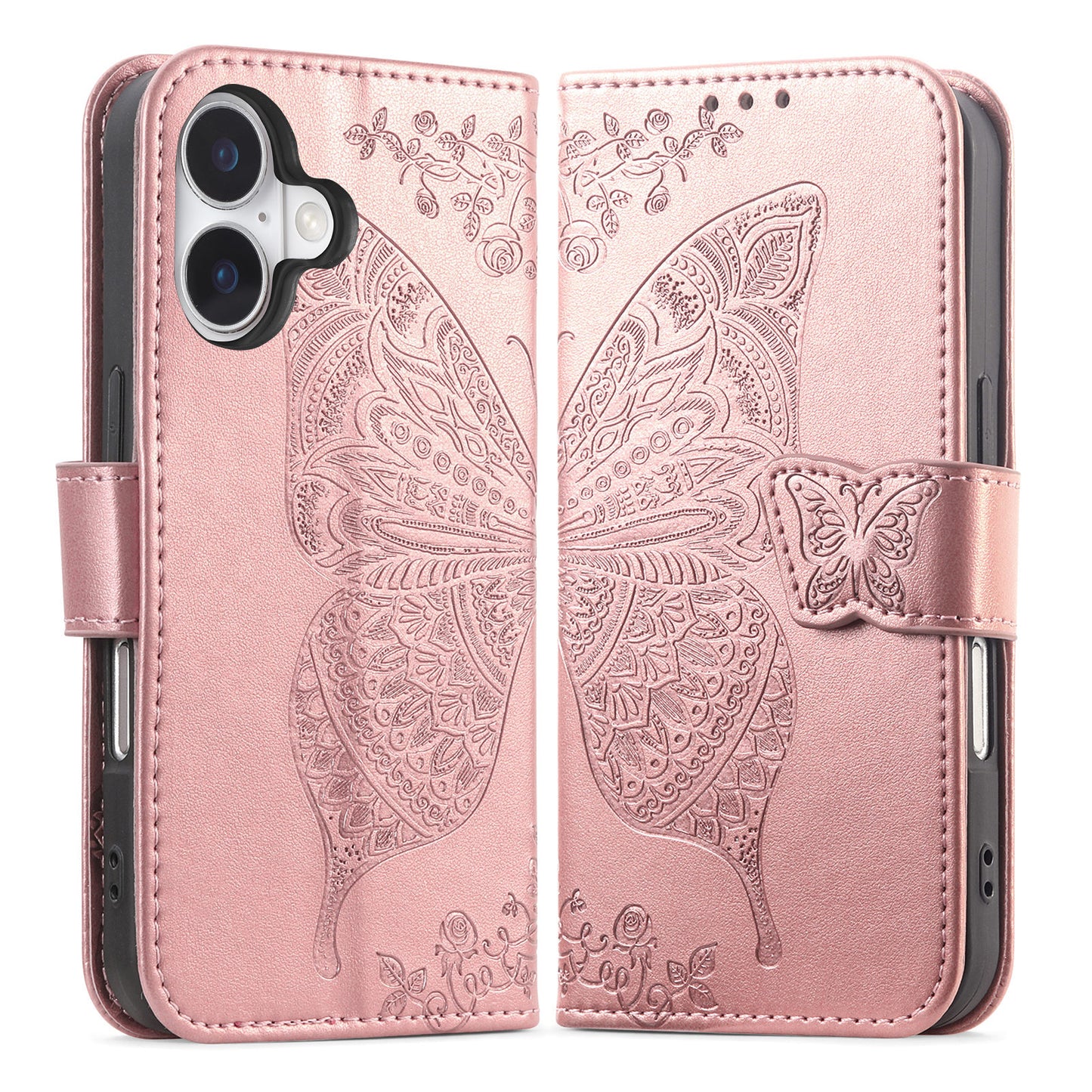 Embossed Butterfly Wallet Flip Case for iPhone 17