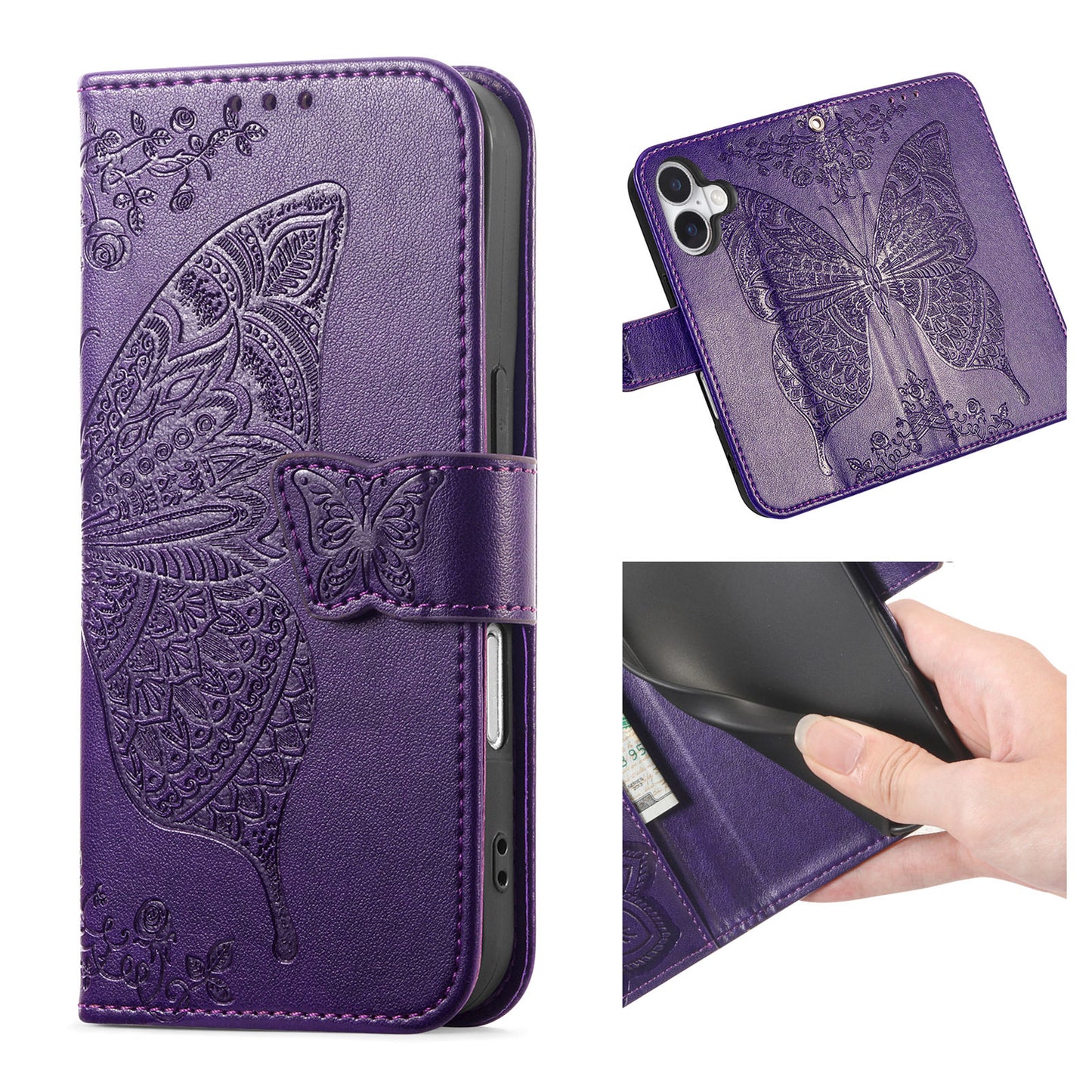 Embossed Butterfly Wallet Flip Case for Google Pixel 8a