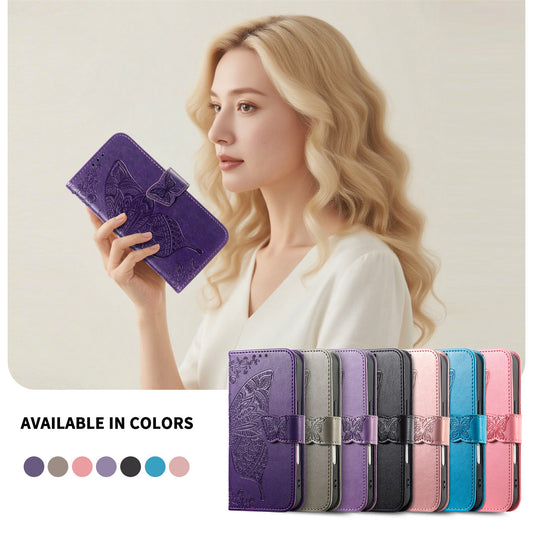 Embossed Butterfly Wallet Flip Case for Samsung Galaxy A14