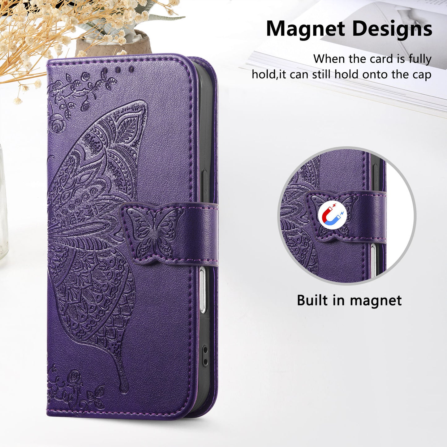 Embossed Butterfly Wallet Flip Case for Google Pixel 8a
