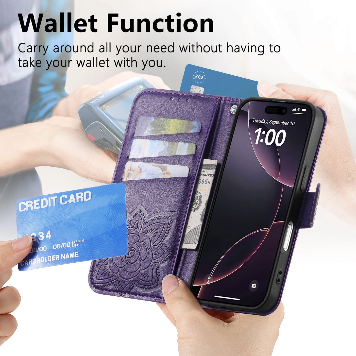Embossed Butterfly Wallet Flip Case for Google Pixel 8a