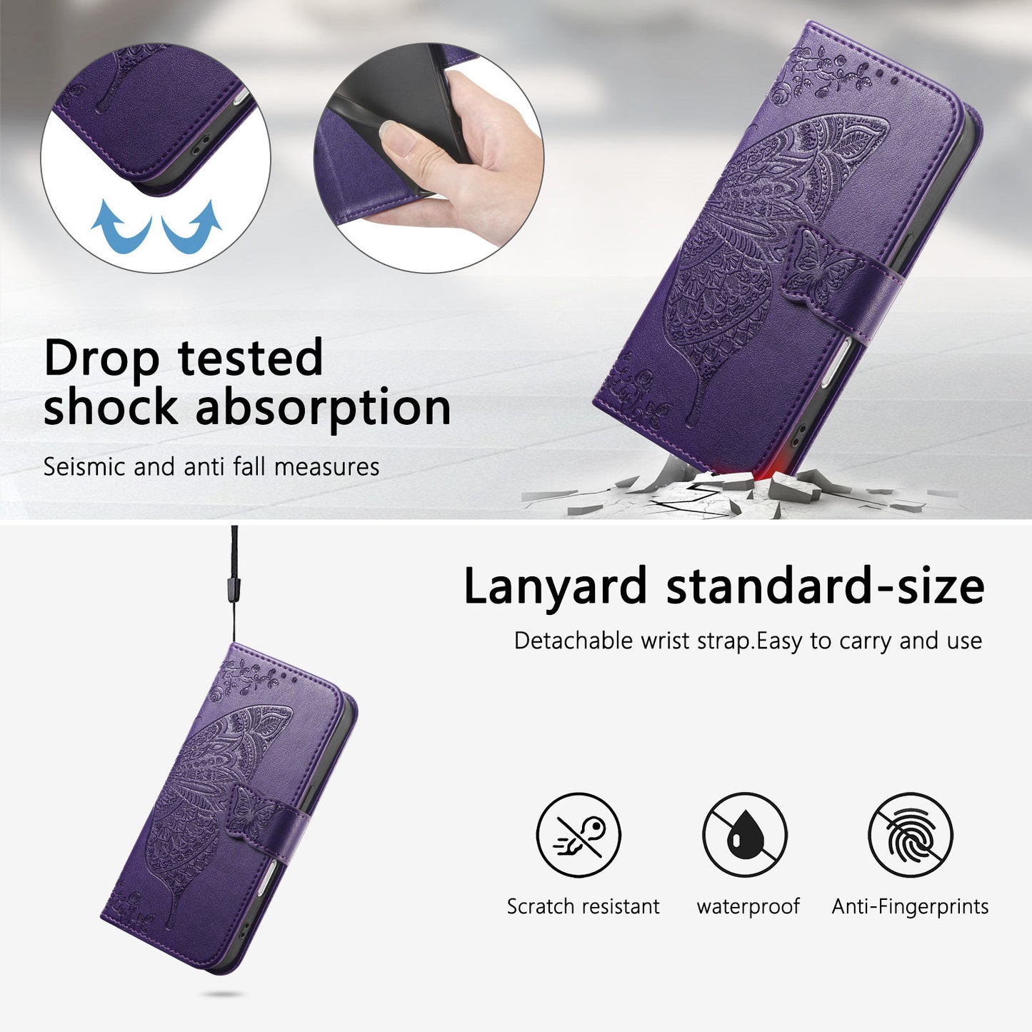 Embossed Butterfly Wallet Flip Case for Google Pixel 8a