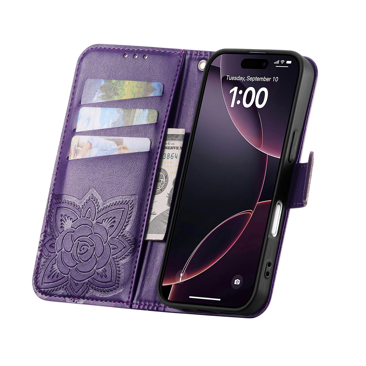 Embossed Butterfly Wallet Flip Case for Google Pixel 8a