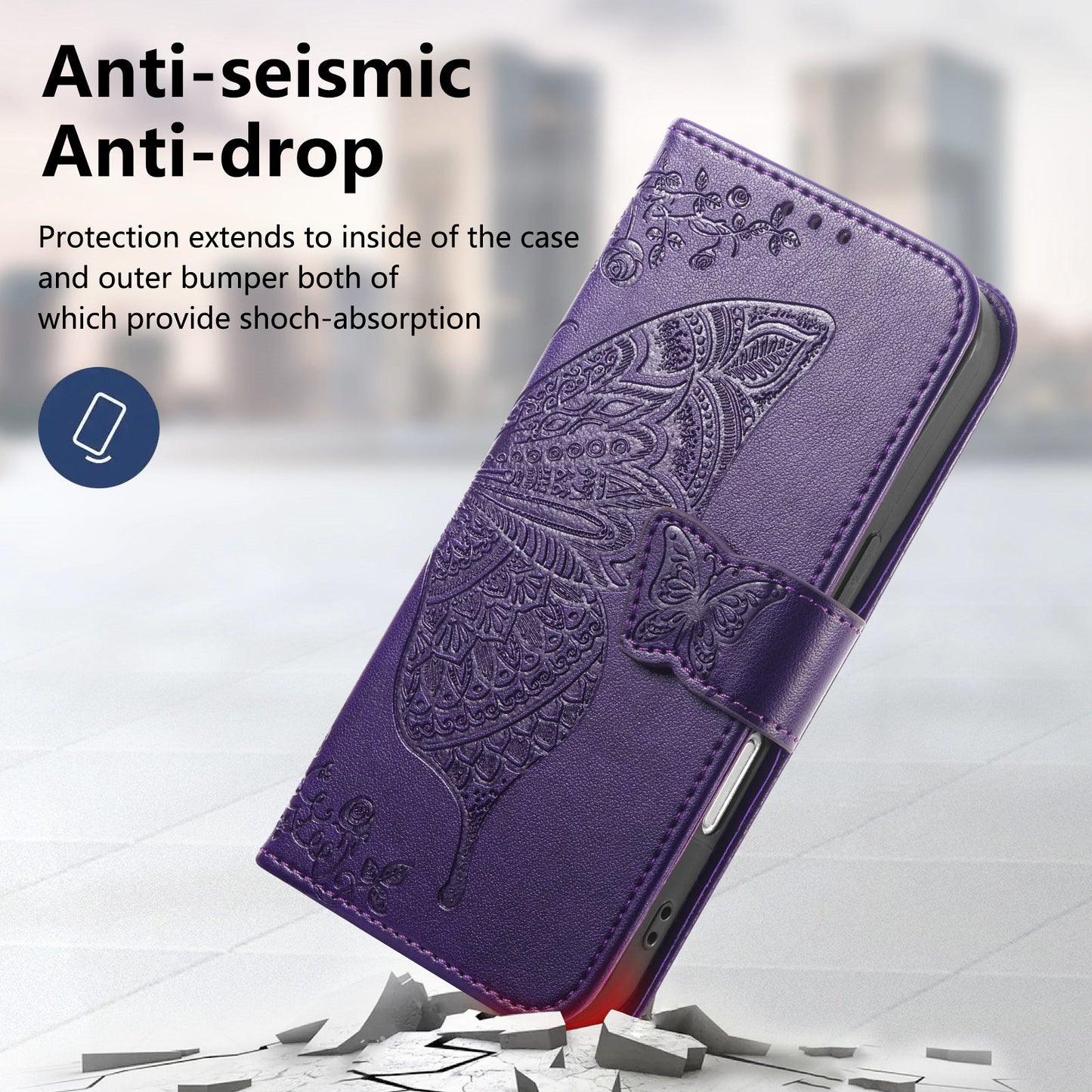 Embossed Butterfly Wallet Flip Case for Google Pixel 8a