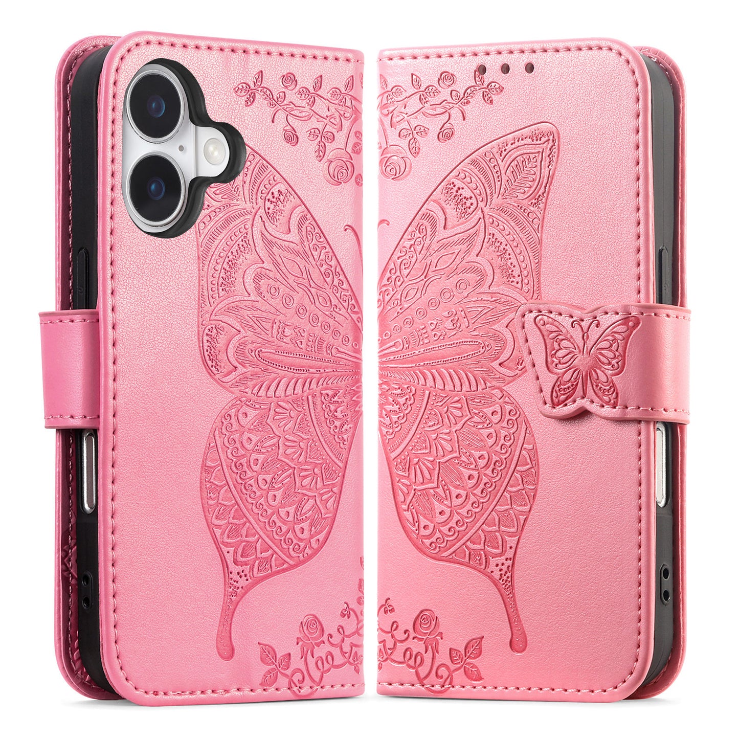 Embossed Butterfly Wallet Flip Case for iPhone 17