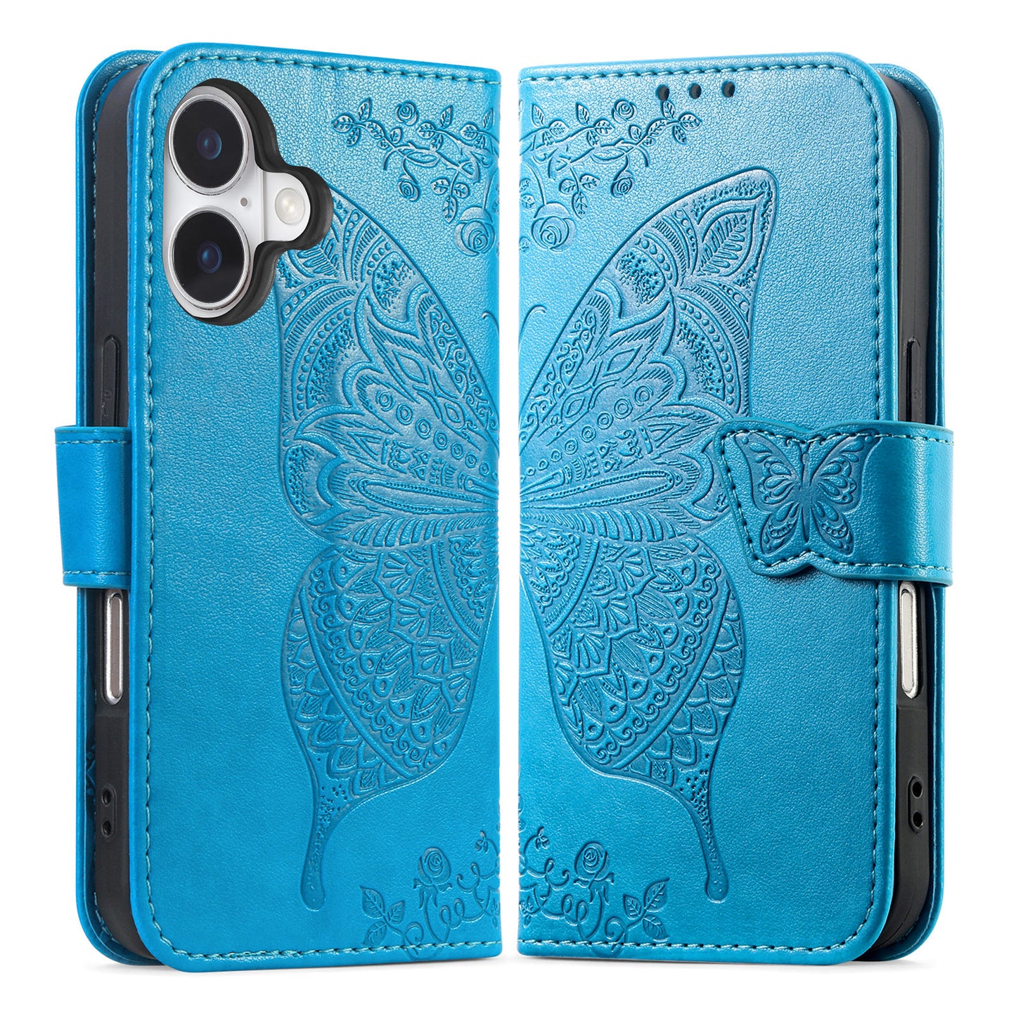 Embossed Butterfly Wallet Flip Case for iPhone 17