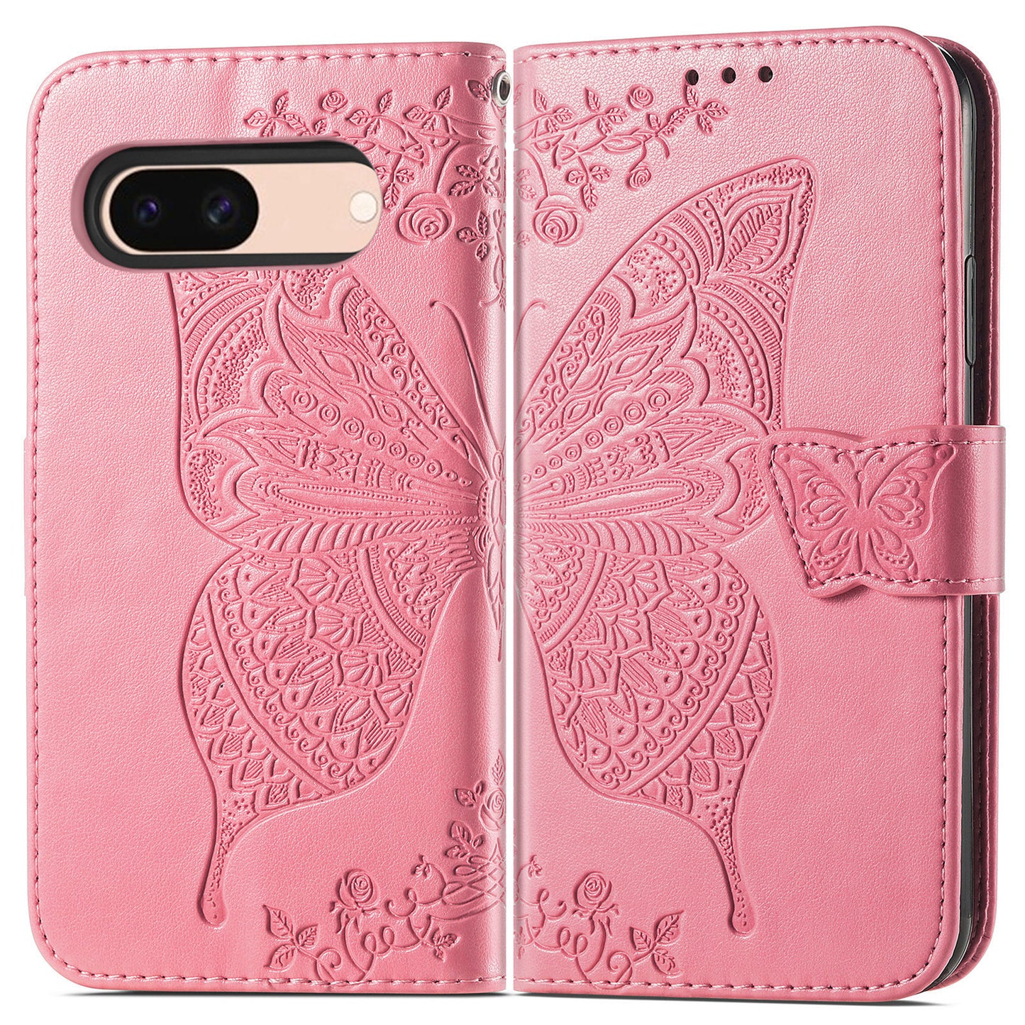 Embossed Butterfly Wallet Flip Case for Google Pixel 8a