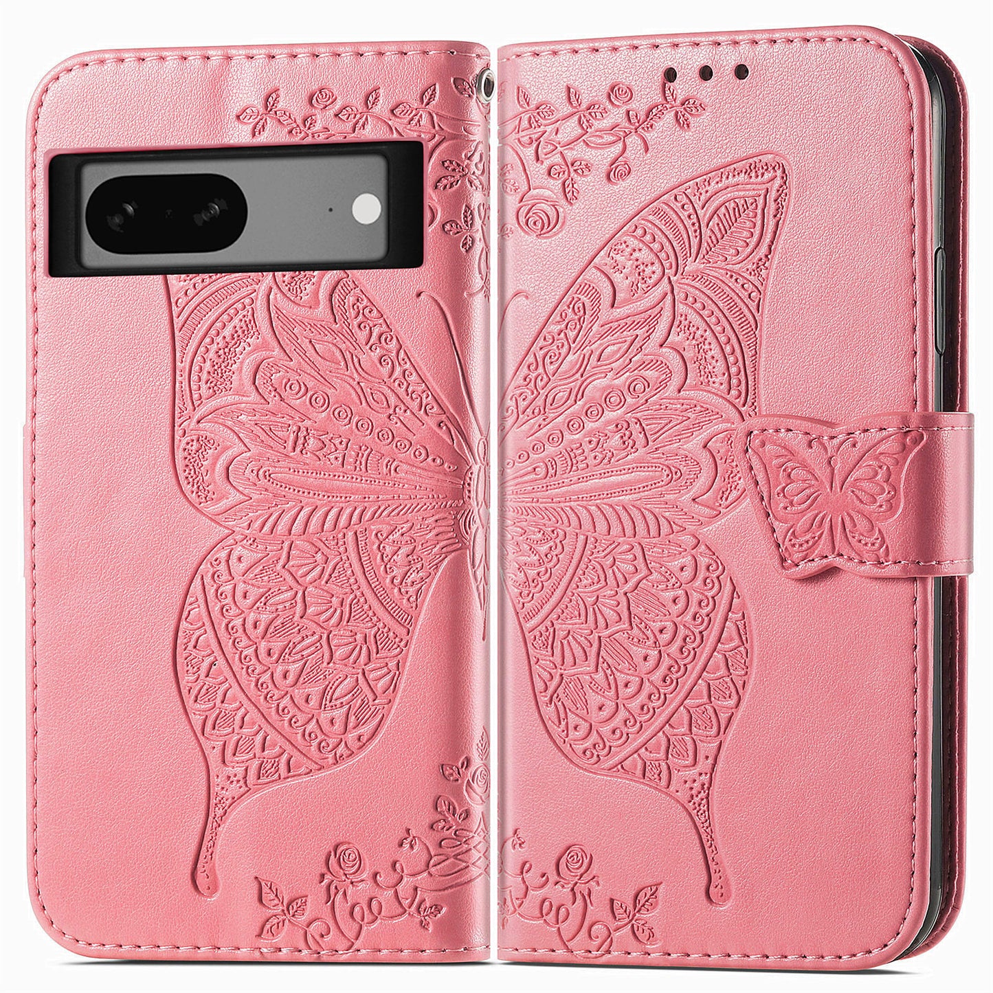 Embossed Butterfly Wallet Flip Case for Google Pixel 7a