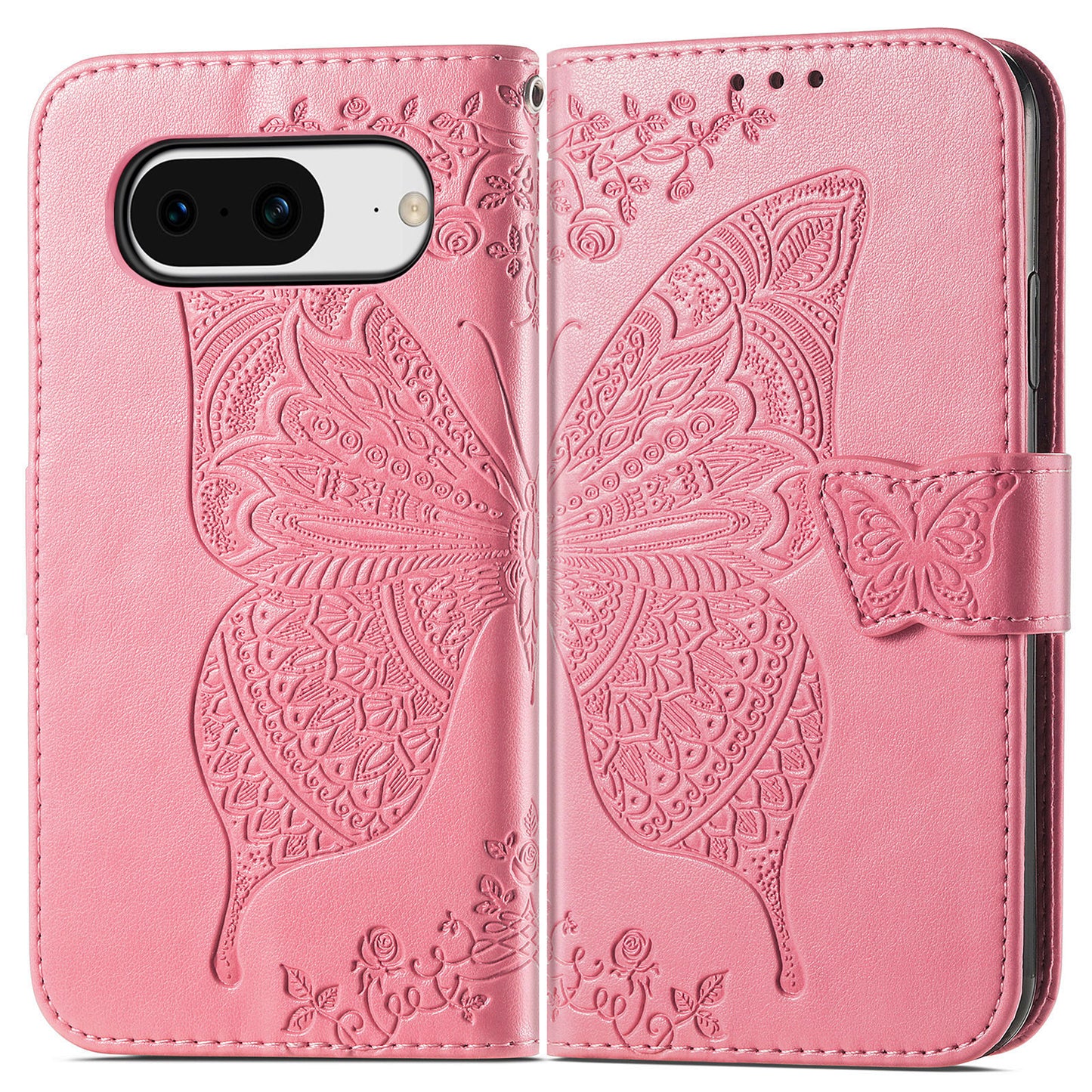 Embossed Butterfly Wallet Flip Case for Google Pixel 8
