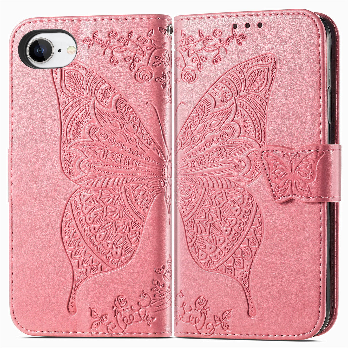 Embossed Butterfly Wallet Flip Case for iPhone 16e