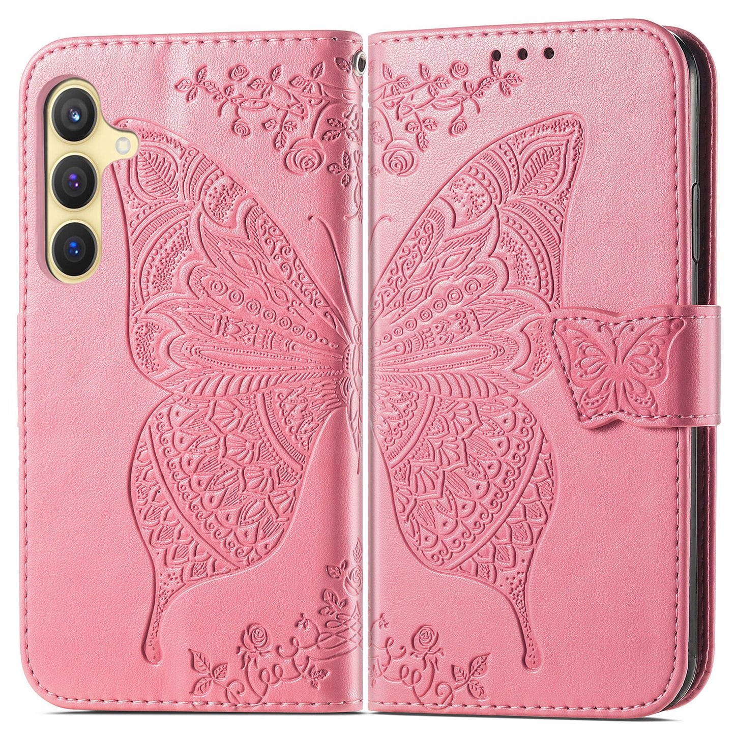 Embossed Butterfly Wallet Flip Case for Samsung Galaxy S23 Plus