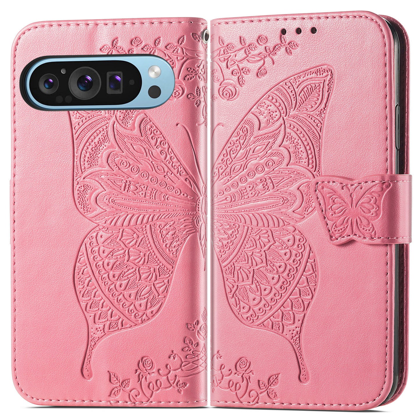 Embossed Butterfly Wallet Flip Case for Google Pixel 9