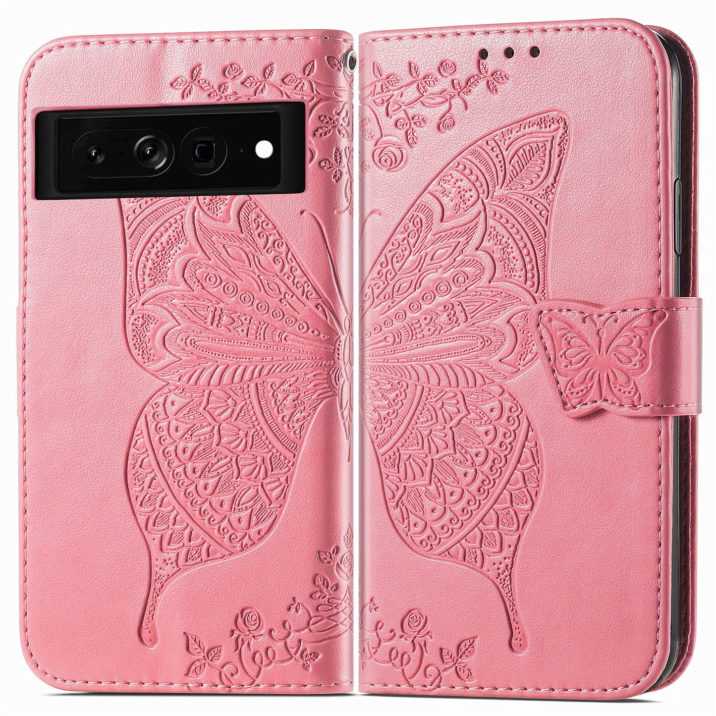 Embossed Butterfly Wallet Flip Case for Google Pixel 7 Pro