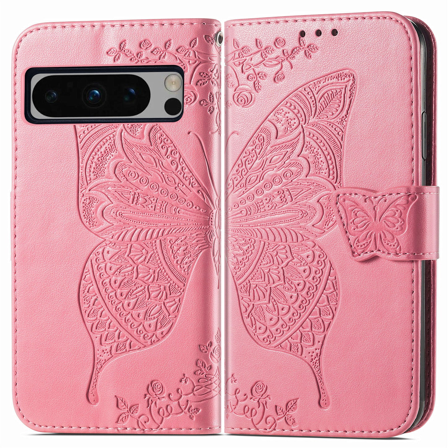 Embossed Butterfly Wallet Flip Case for Google Pixel 8 Pro