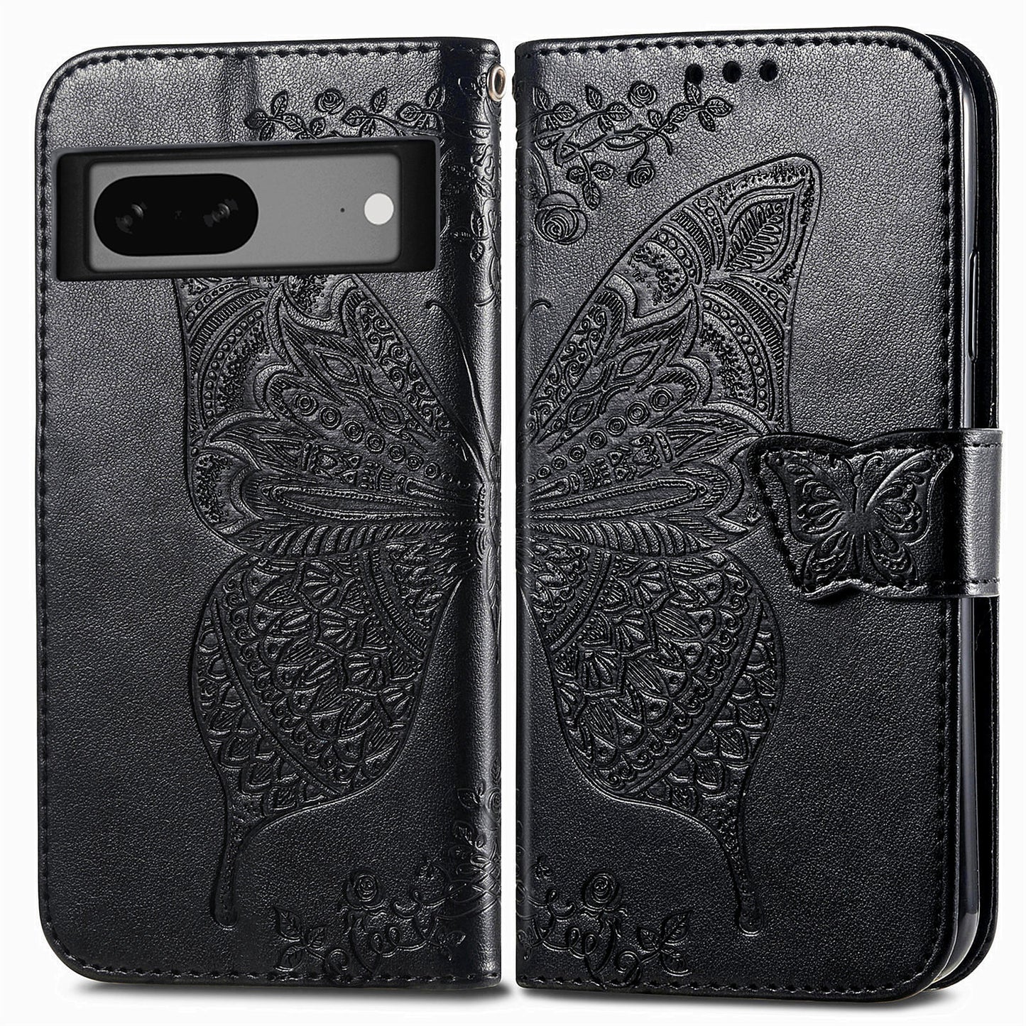 Embossed Butterfly Wallet Flip Case for Google Pixel 7a