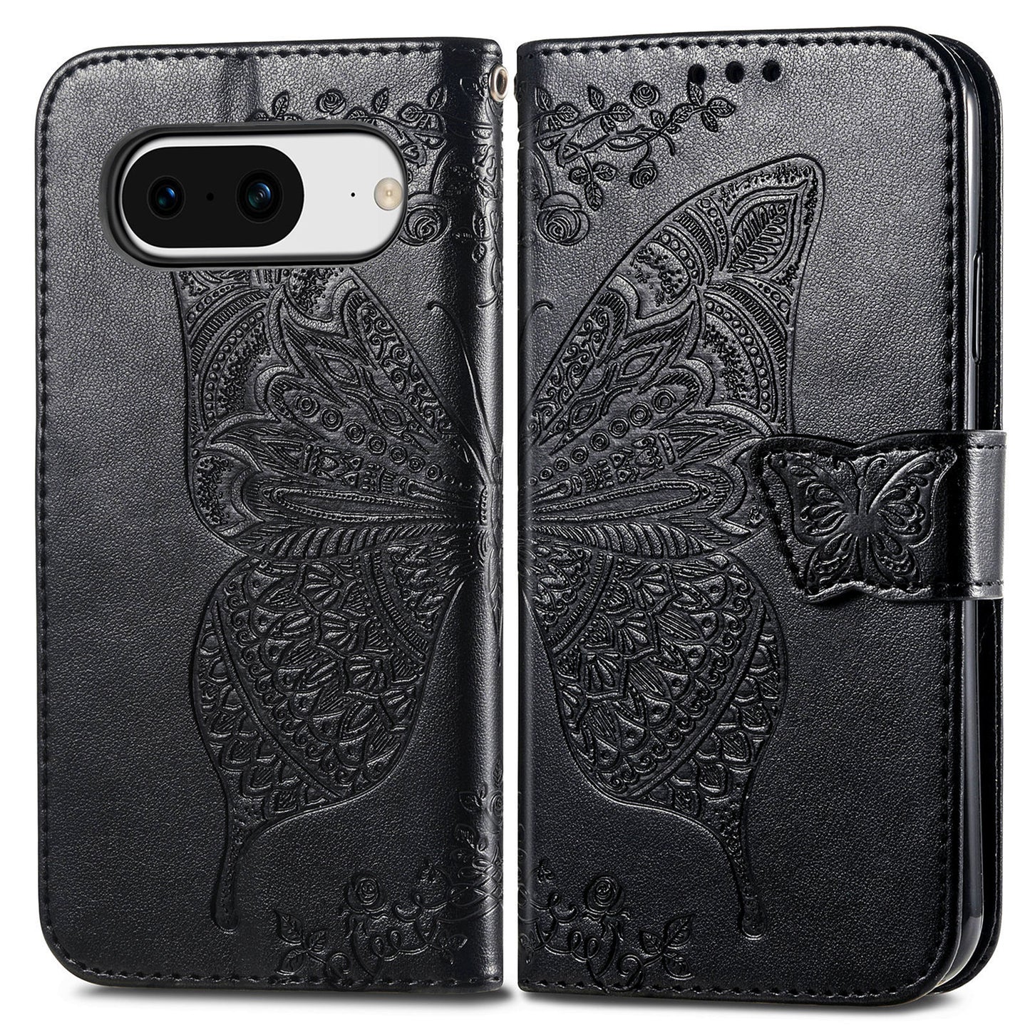 Embossed Butterfly Wallet Flip Case for Google Pixel 8