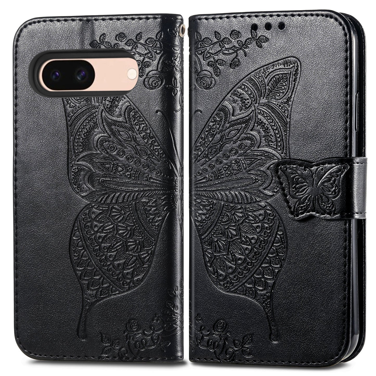 Embossed Butterfly Wallet Flip Case for Google Pixel 8a