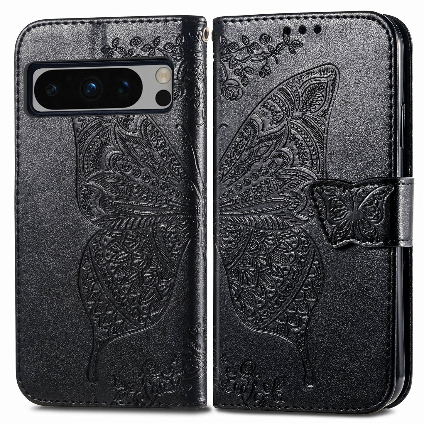 Embossed Butterfly Wallet Flip Case for Google Pixel 8 Pro