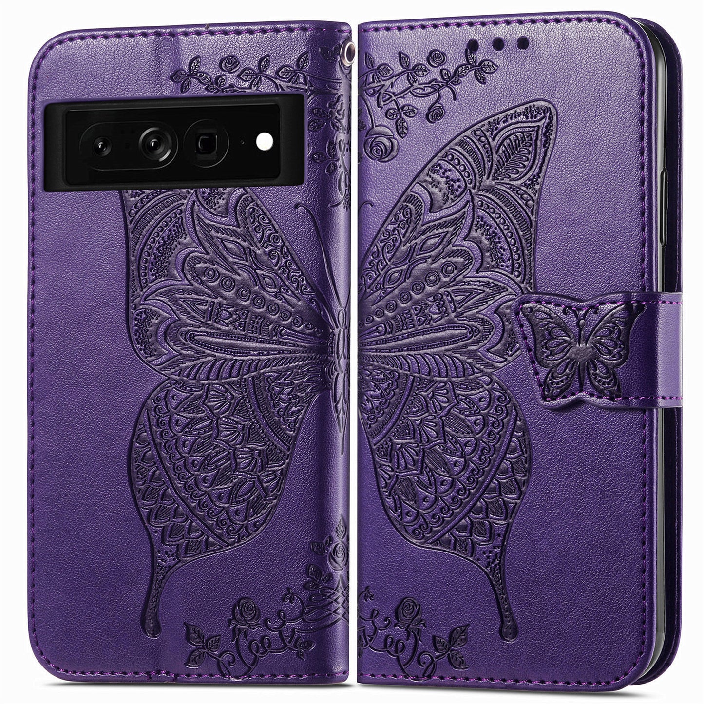 Embossed Butterfly Wallet Flip Case for Google Pixel 7 Pro