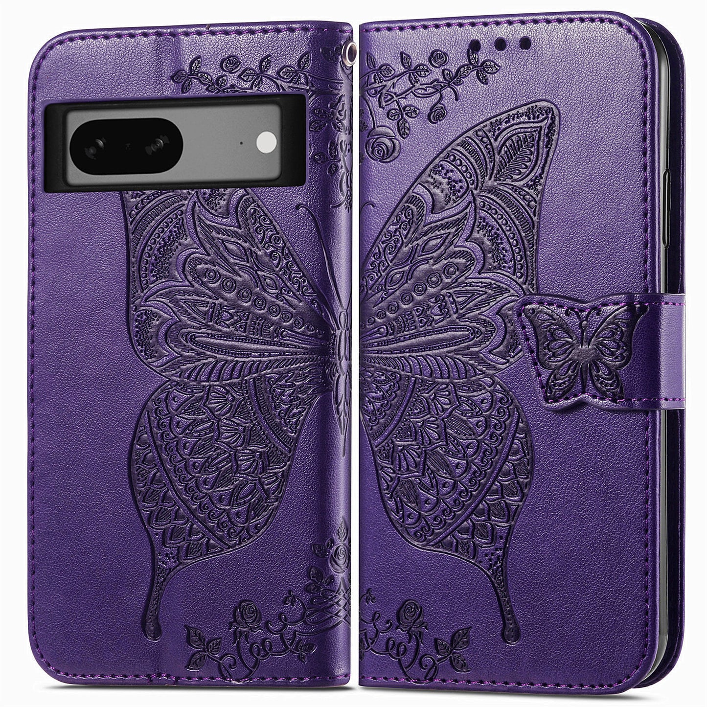 Embossed Butterfly Wallet Flip Case for Google Pixel 7a