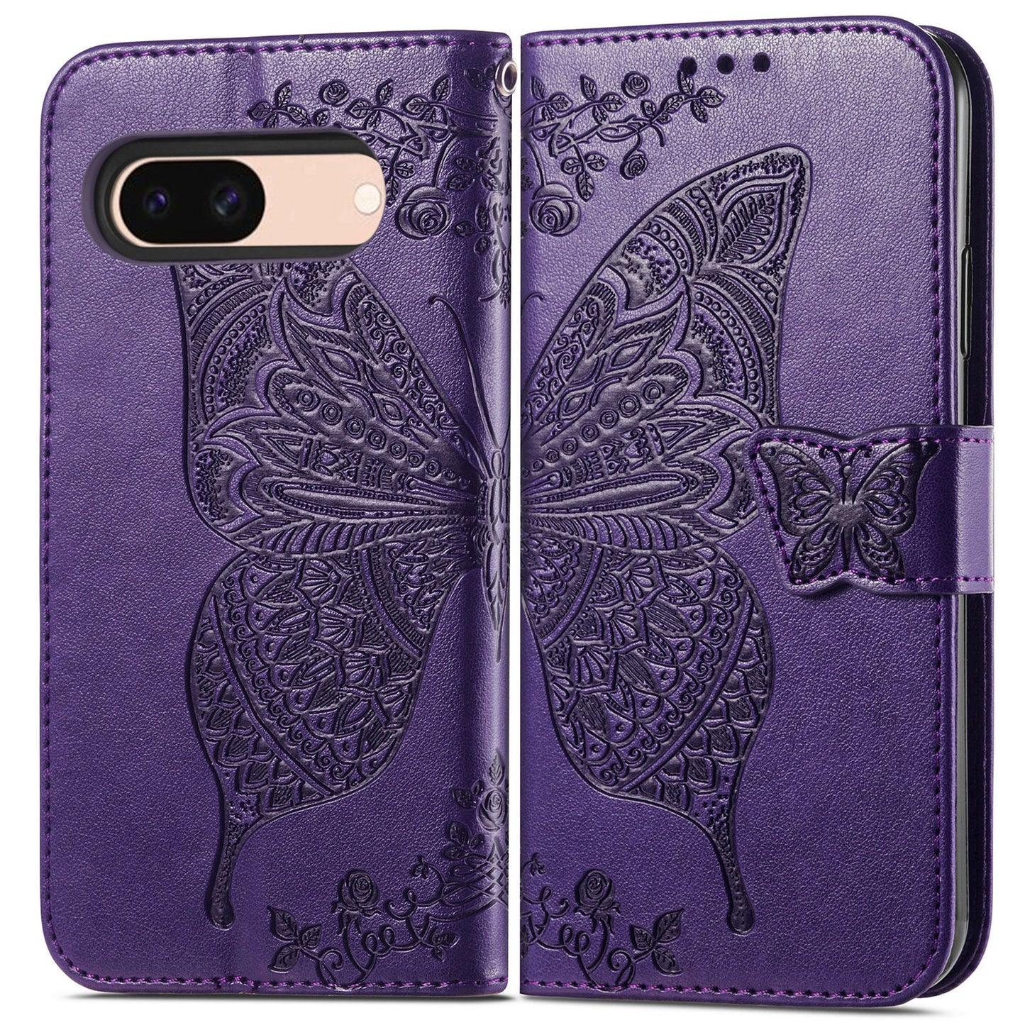 Embossed Butterfly Wallet Flip Case for Google Pixel 8a