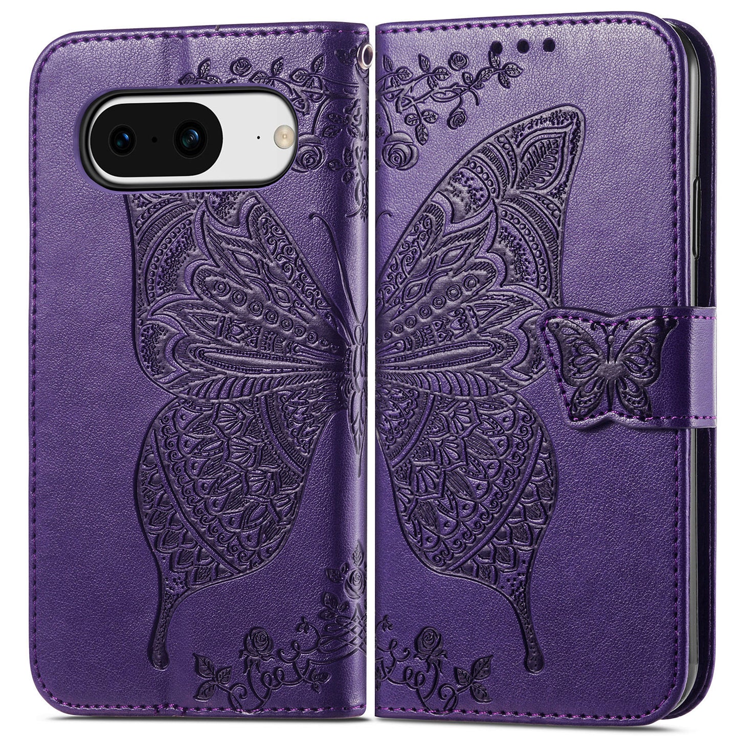 Embossed Butterfly Wallet Flip Case for Google Pixel 8