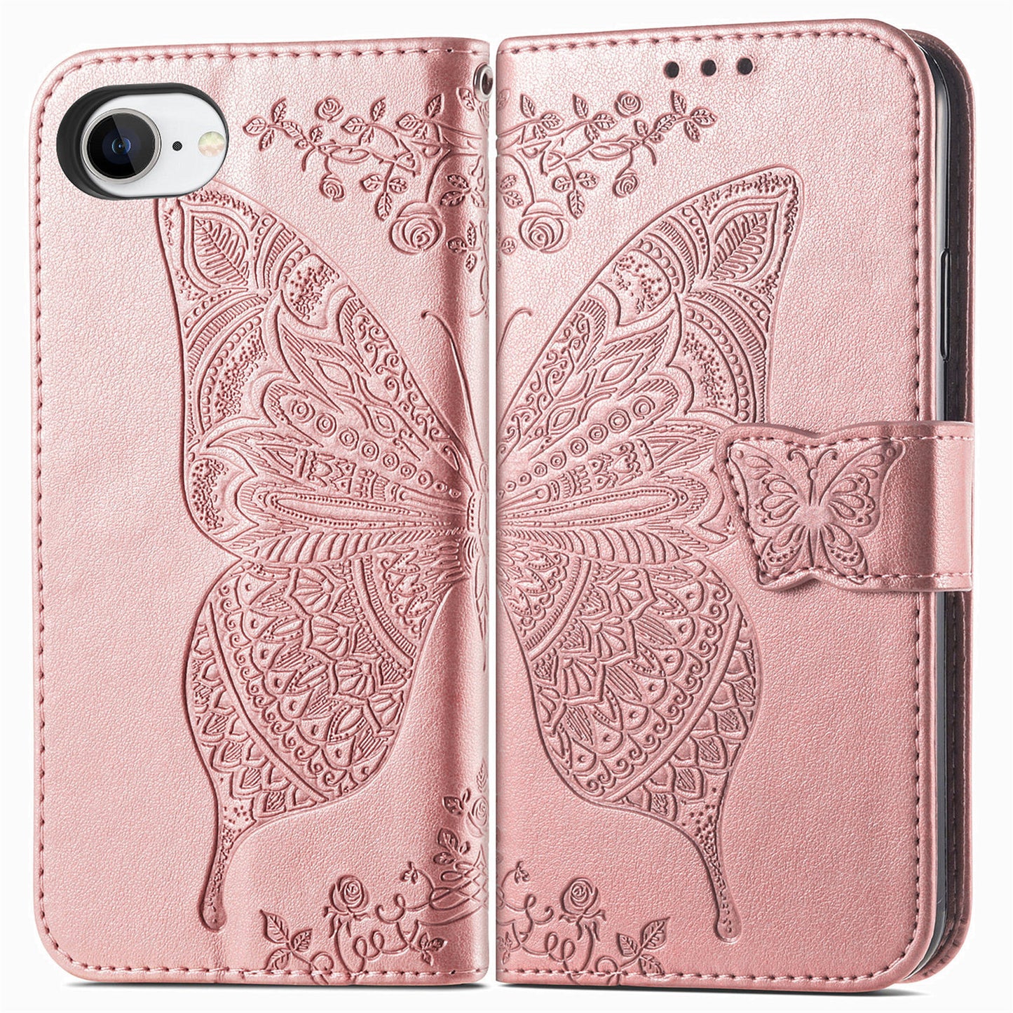 Embossed Butterfly Wallet Flip Case for iPhone 16e
