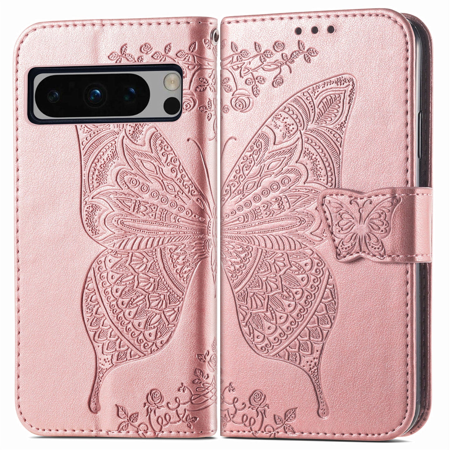 Embossed Butterfly Wallet Flip Case for Google Pixel 8 Pro
