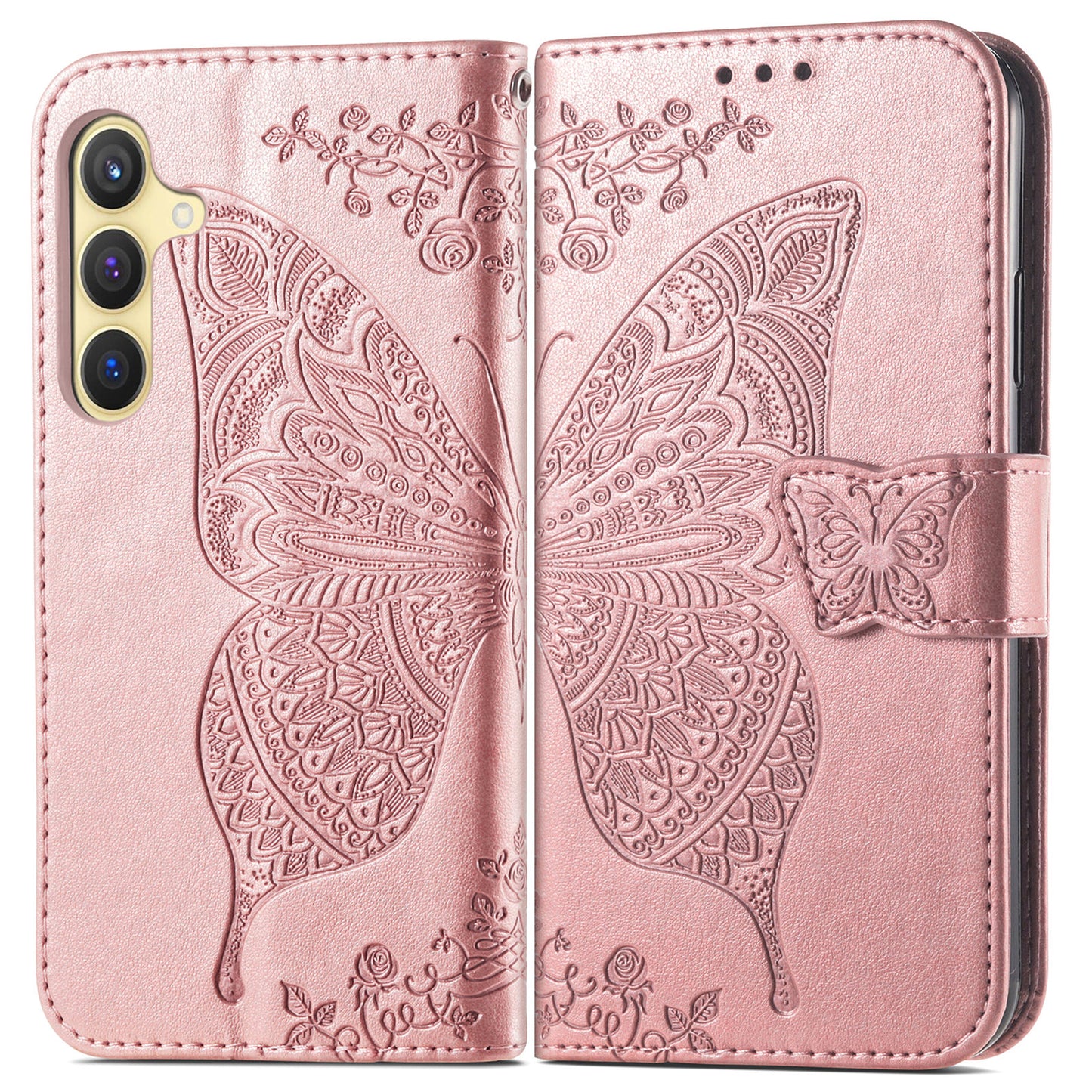 Embossed Butterfly Wallet Flip Case for Samsung Galaxy S23 Plus