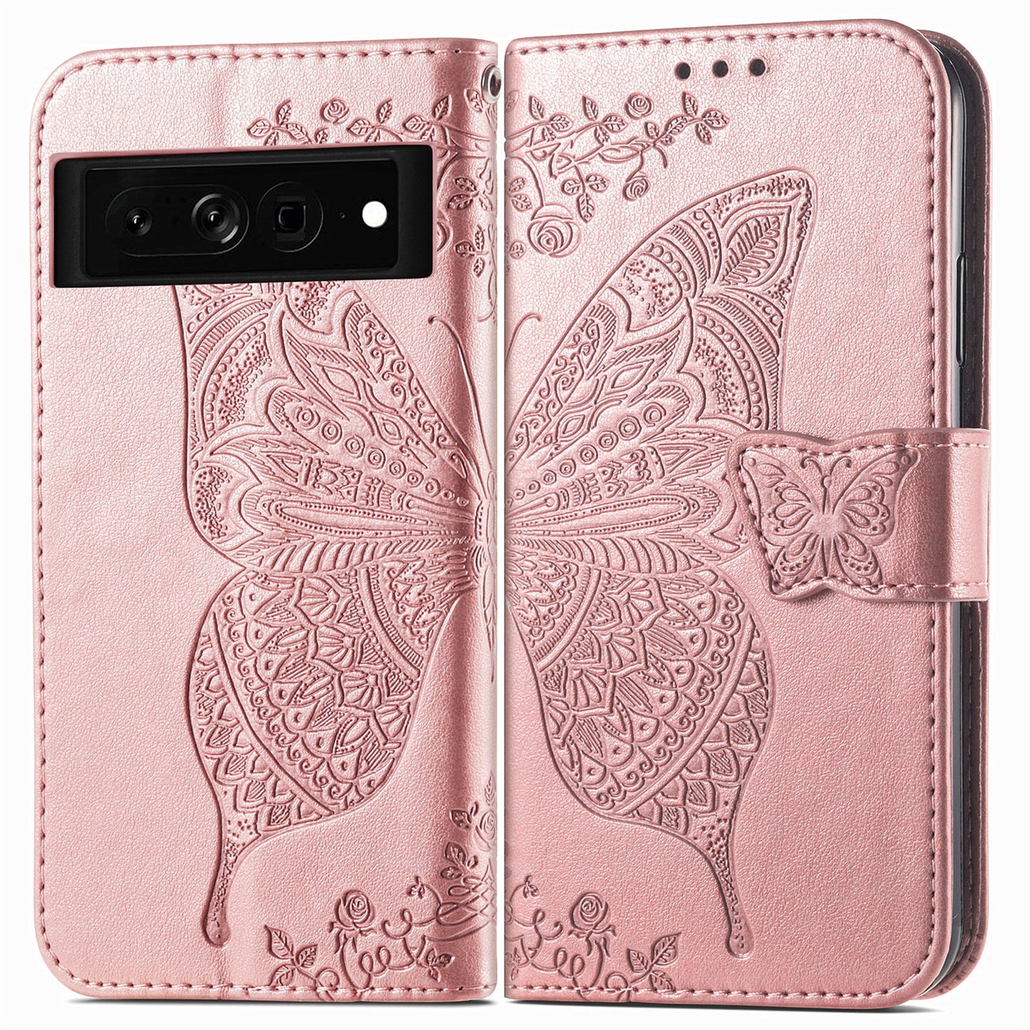 Embossed Butterfly Wallet Flip Case for Google Pixel 7 Pro