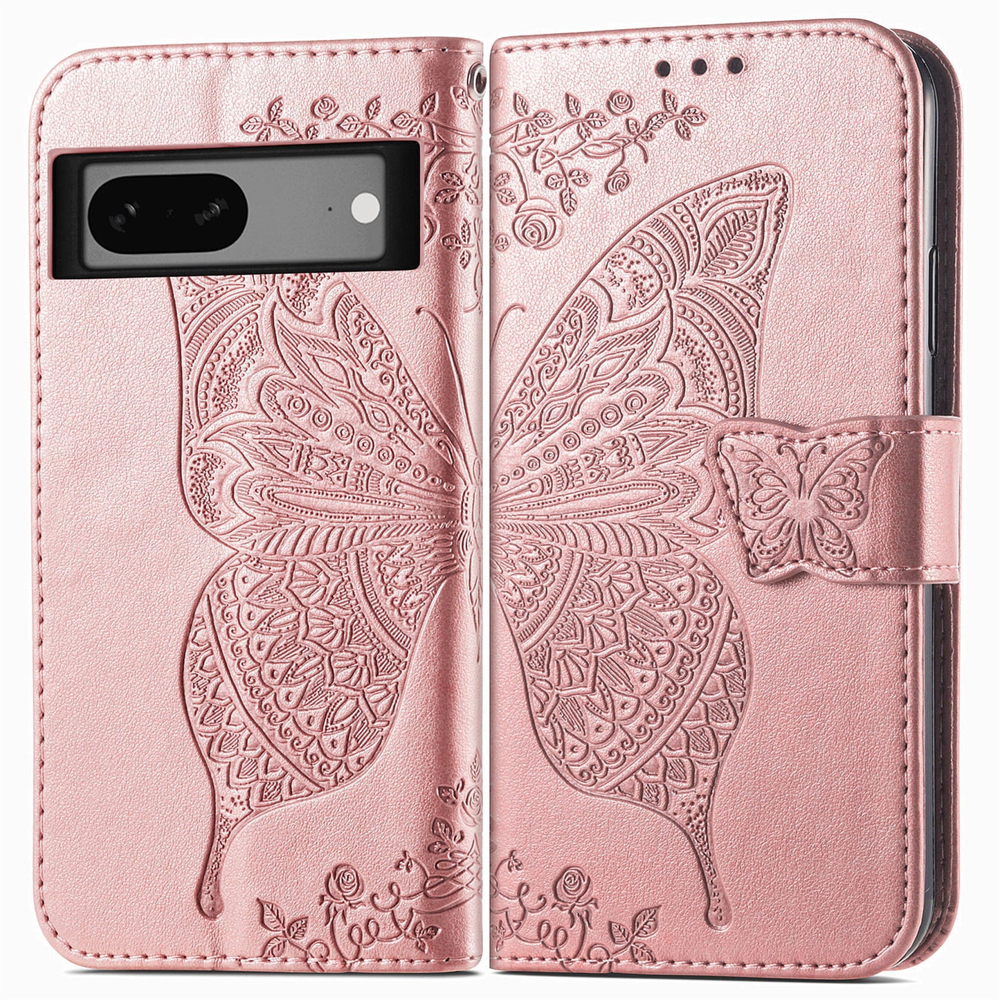 Embossed Butterfly Wallet Flip Case for Google Pixel 7a
