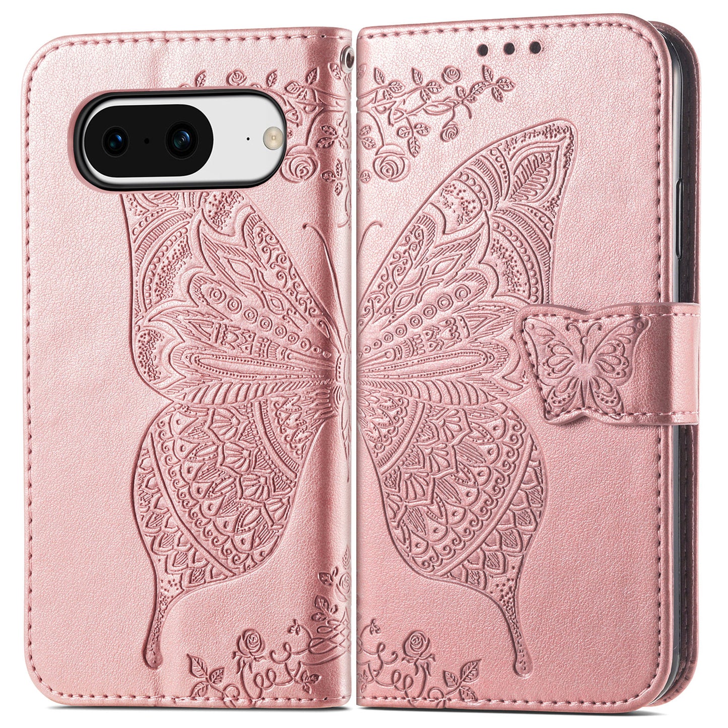 Embossed Butterfly Wallet Flip Case for Google Pixel 8