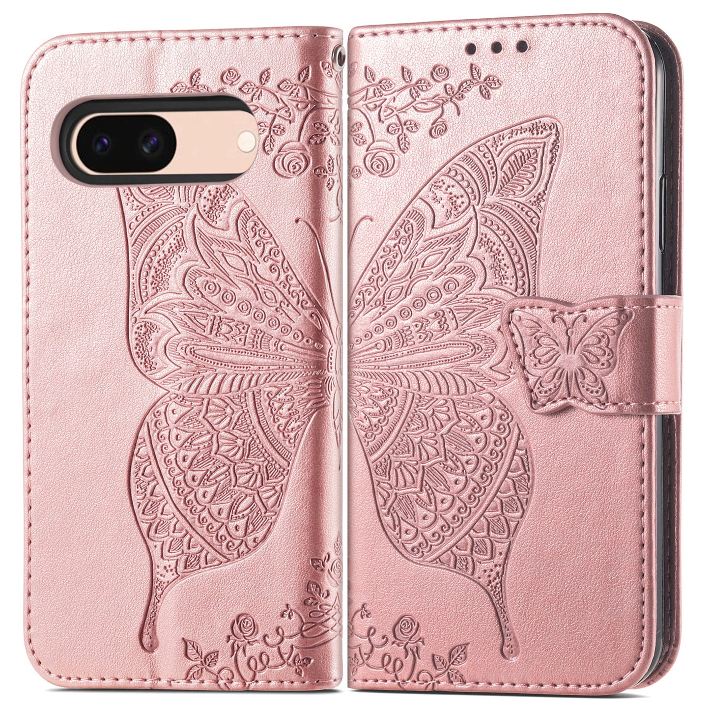 Embossed Butterfly Wallet Flip Case for Google Pixel 8a