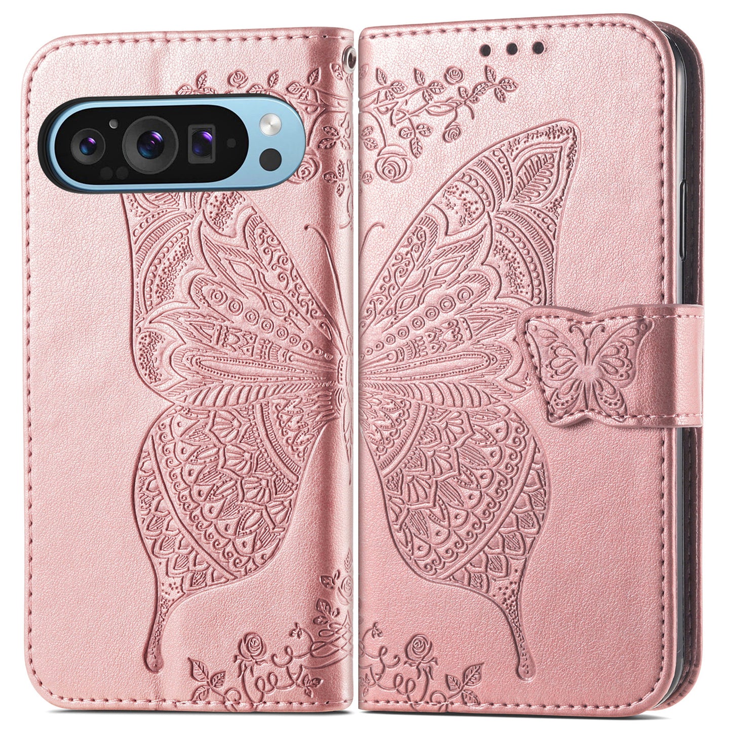 Embossed Butterfly Wallet Flip Case for Google Pixel 9