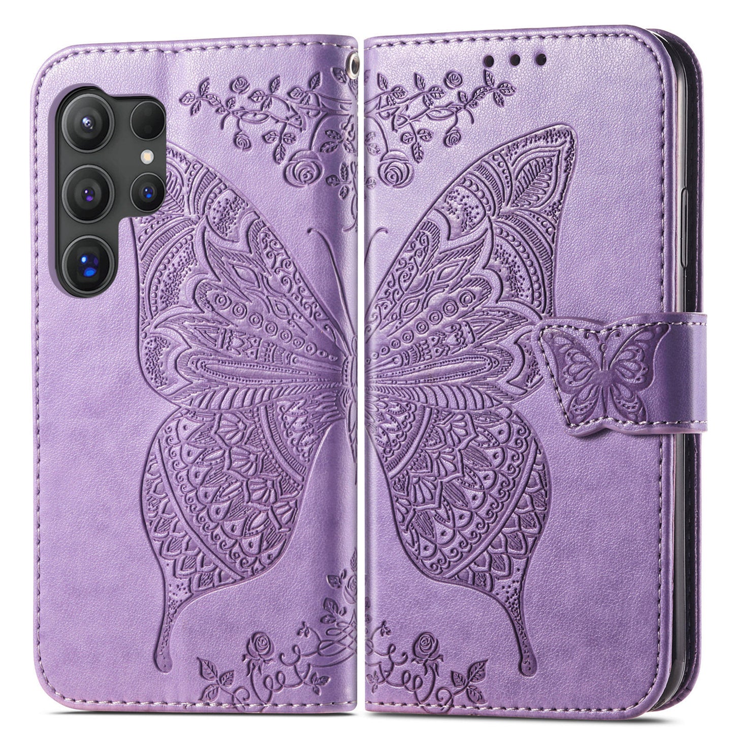 Embossed Butterfly Wallet Flip Case for Samsung Galaxy S23 Ultra