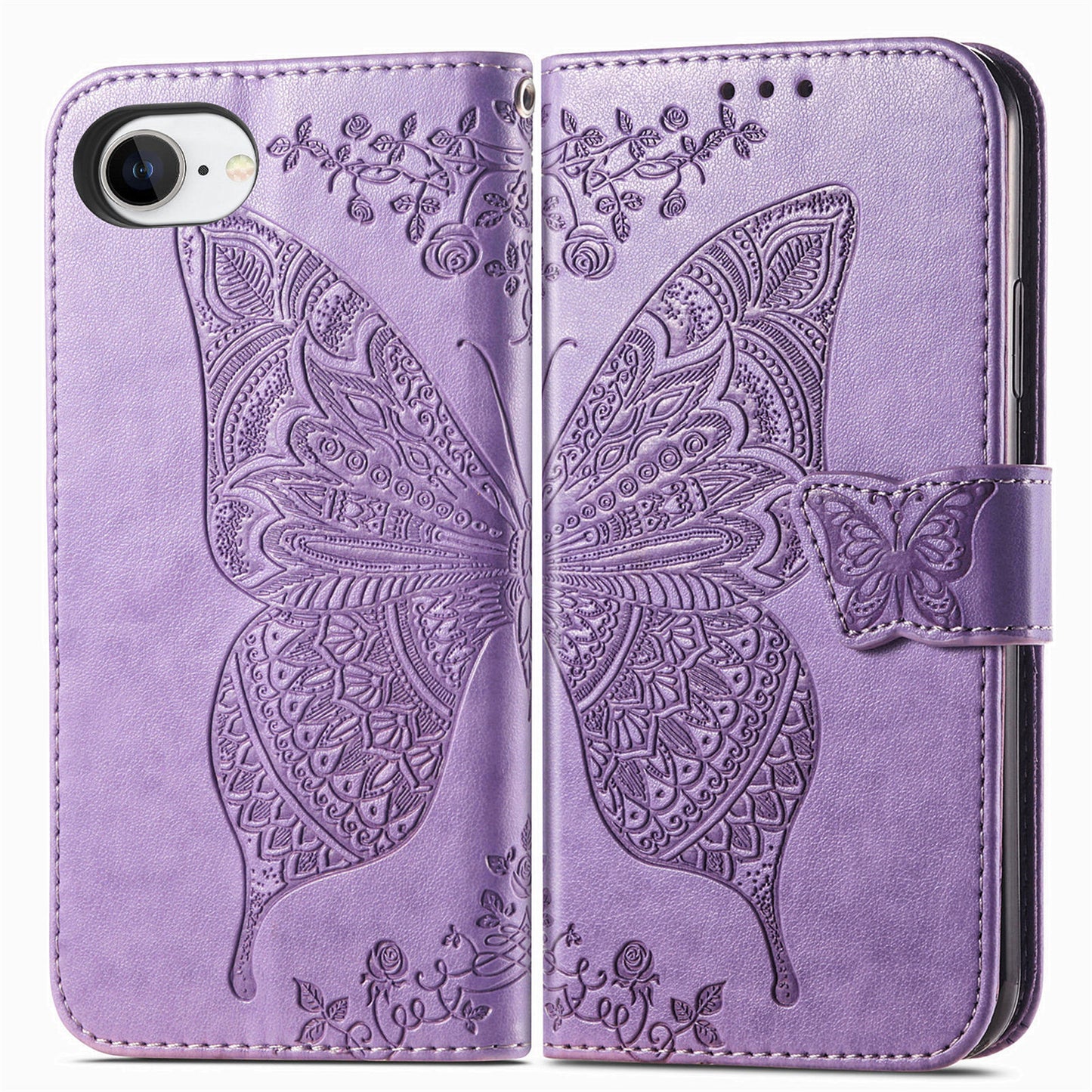 Embossed Butterfly Wallet Flip Case for iPhone 16e