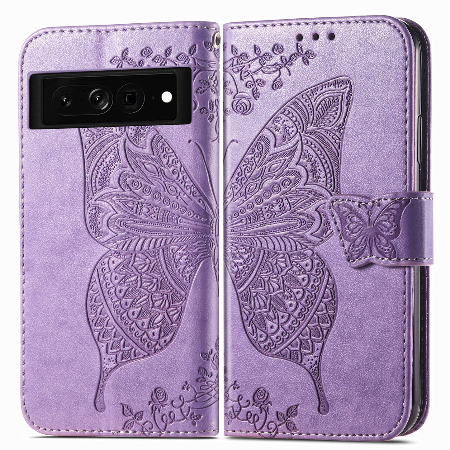 Embossed Butterfly Wallet Flip Case for Google Pixel 7 Pro