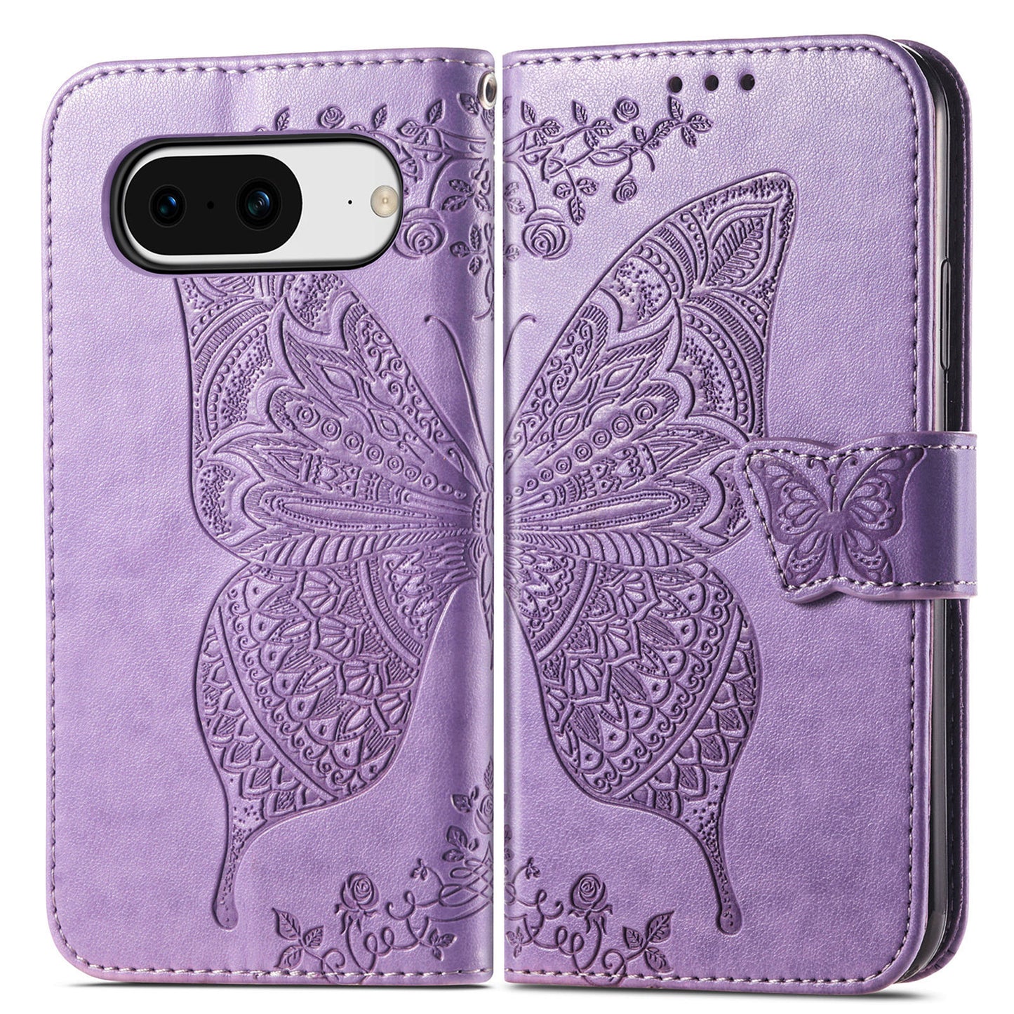 Embossed Butterfly Wallet Flip Case for Google Pixel 8