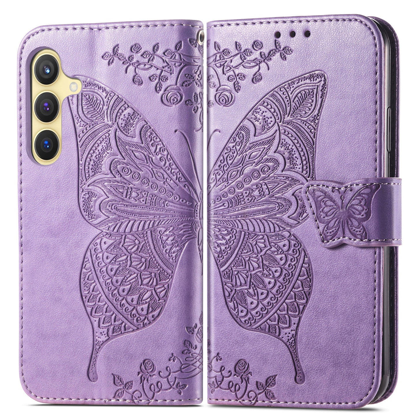 Embossed Butterfly Wallet Flip Case for Samsung Galaxy S23 Plus