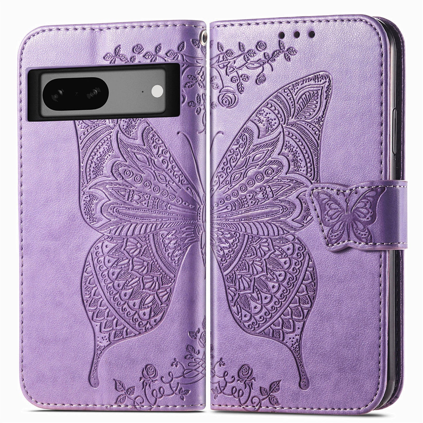 Embossed Butterfly Wallet Flip Case for Google Pixel 7a