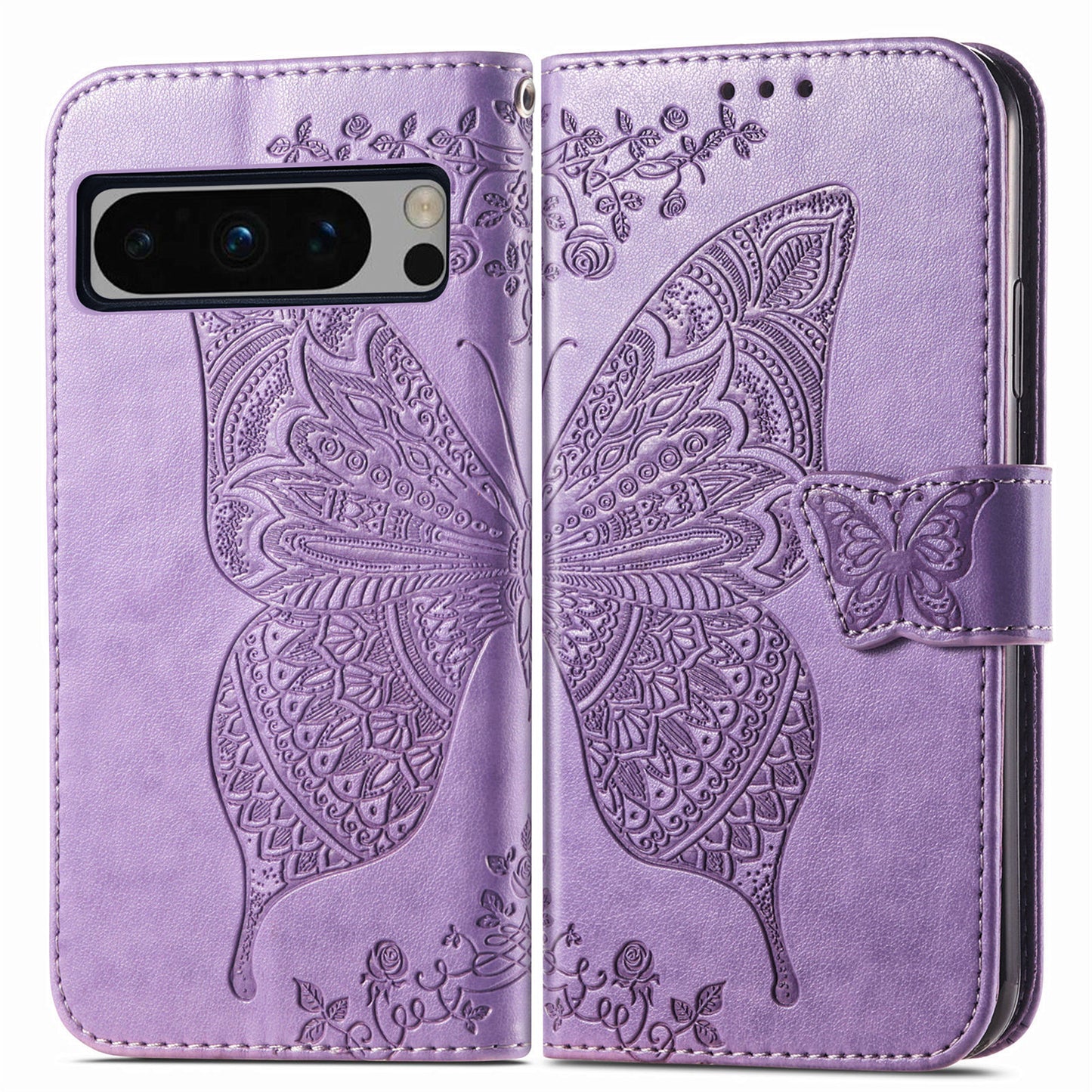 Embossed Butterfly Wallet Flip Case for Google Pixel 8 Pro