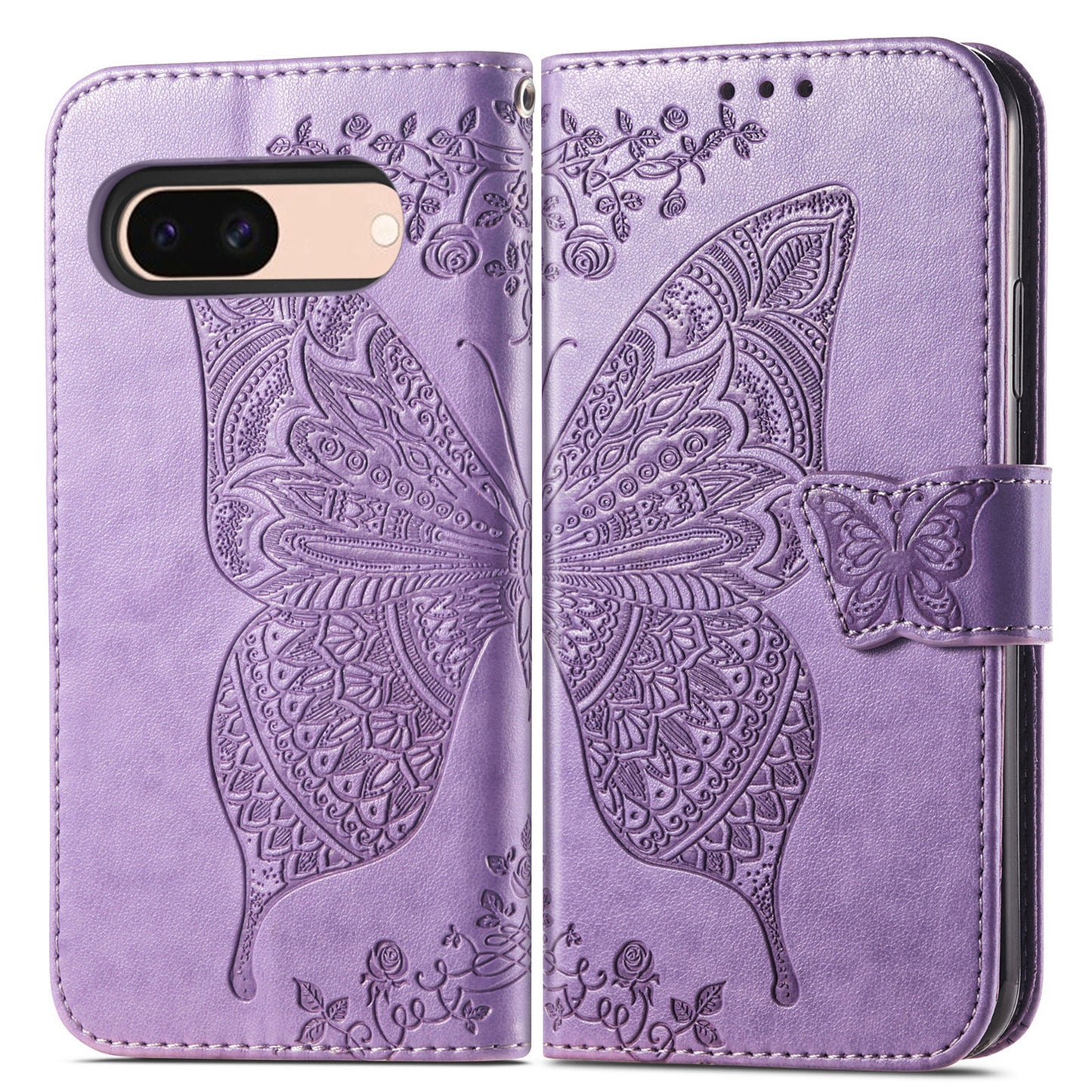 Embossed Butterfly Wallet Flip Case for Google Pixel 8a