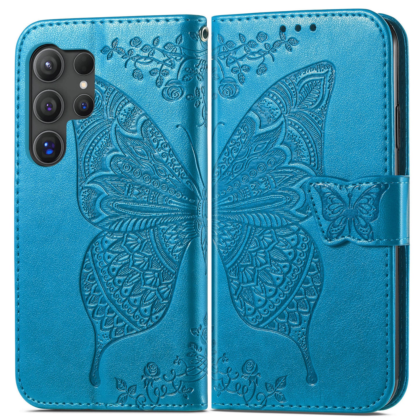 Embossed Butterfly Wallet Flip Case for Samsung Galaxy S23 Ultra