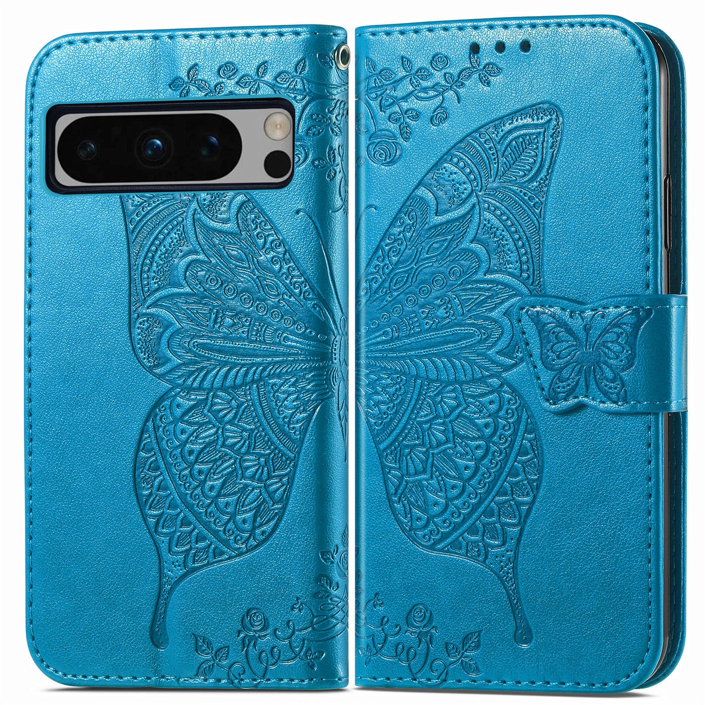 Embossed Butterfly Wallet Flip Case for Google Pixel 8 Pro