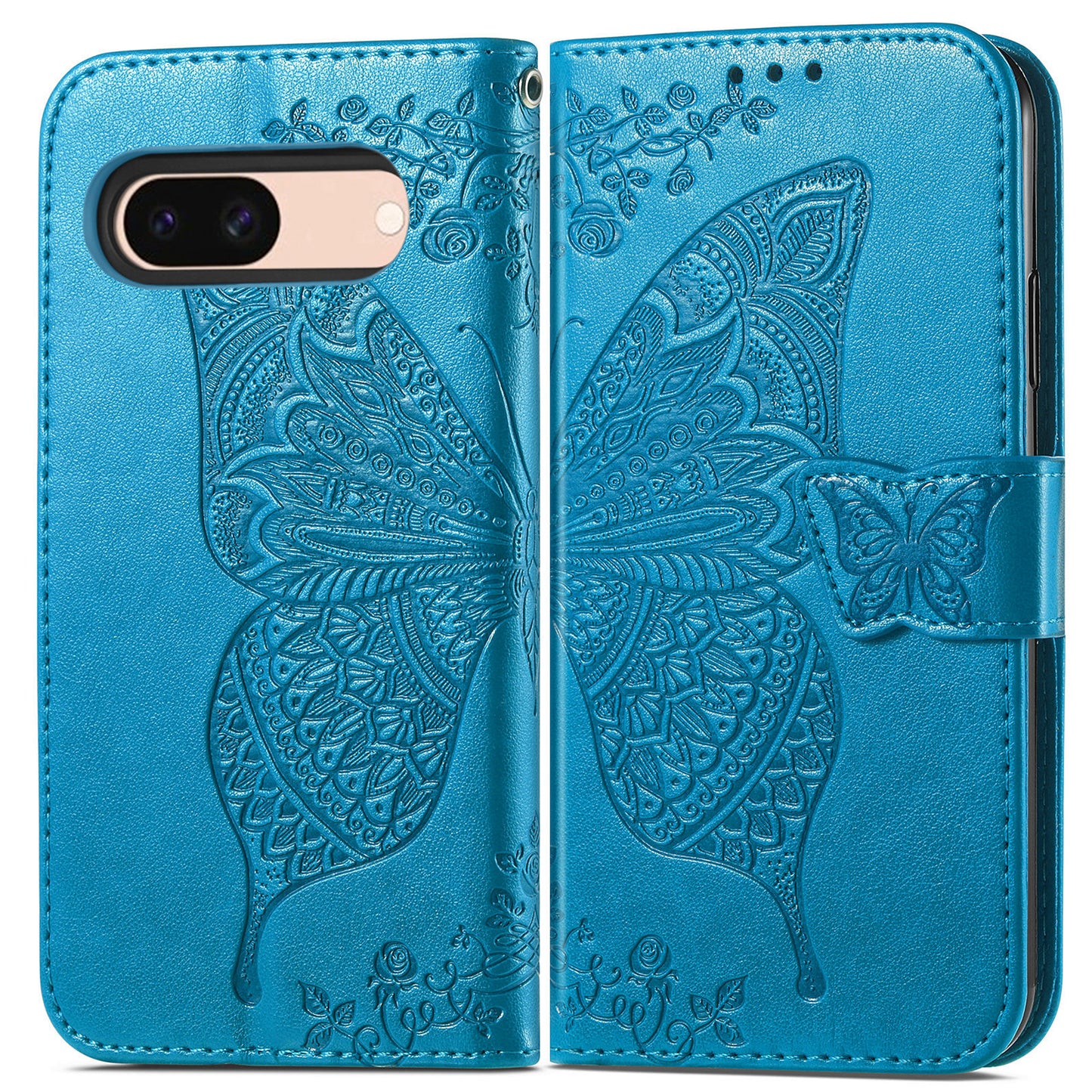 Embossed Butterfly Wallet Flip Case for Google Pixel 8a