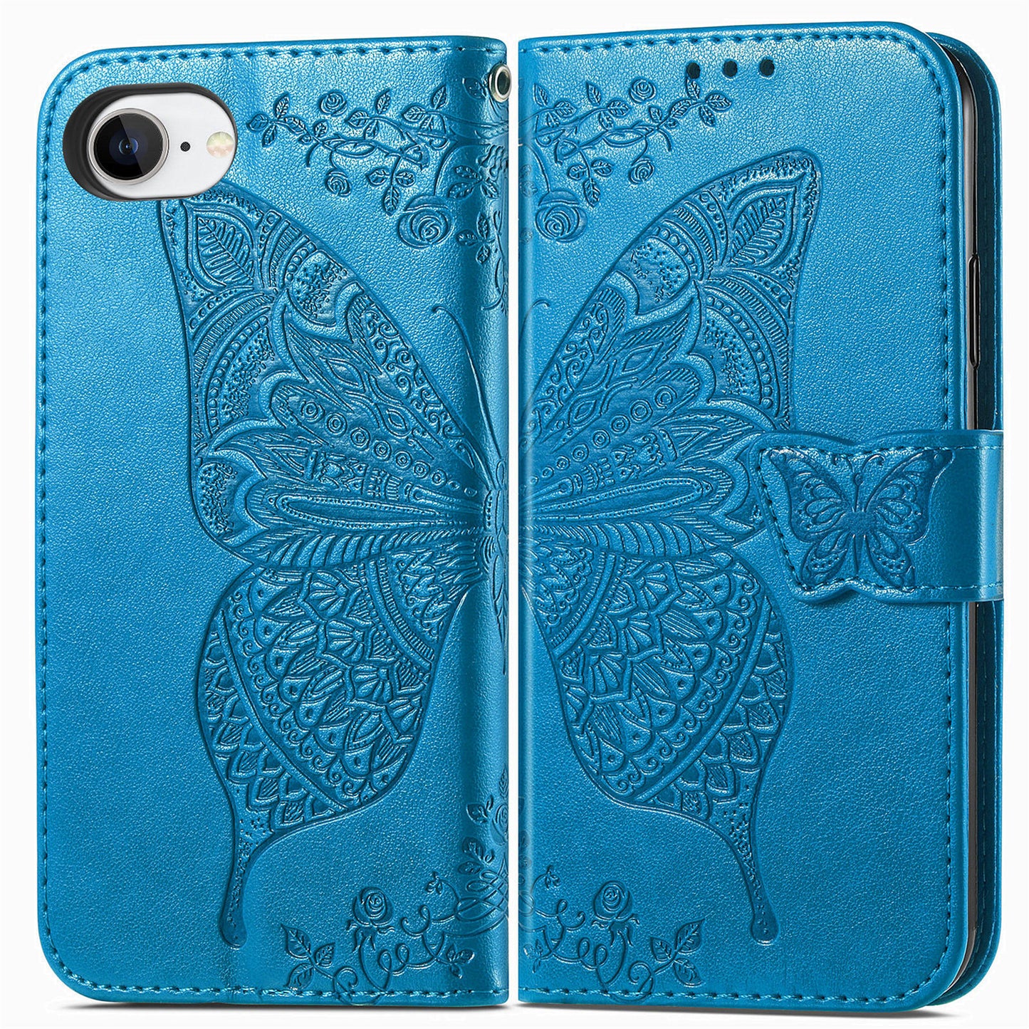 Embossed Butterfly Wallet Flip Case for iPhone 16e
