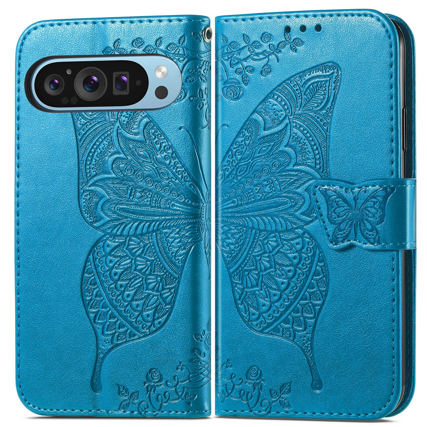 Embossed Butterfly Wallet Flip Case for Google Pixel 9